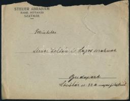 1917 Szatmár, Steuer Ábrahám rabbi, saját kezű levele fiának borítékkal / Satu Mare Ábrahám Steuer r...