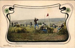 1906 Osztrák-magyar tüzérség gyakorlata / K.u.k. military, artillery field practice. Fec. Ch. Scolik Wien. B.K.W.I. 828/14. Art Nouveau, floral (EK)