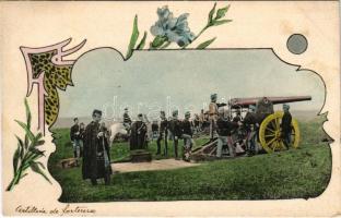 1906 Osztrák-magyar tüzérség gyakorlata / K.u.k. military, artillery field practice. Fec. Ch. Scolik Wien. B.K.W.I. 828/10. Art Nouveau, floral (EK)