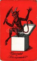 Üdvözlet a Krampusztól! / Krampus art postcard (fa)