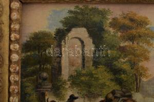 Jelzés nélkül, 1900 körül: Itatás. Olaj, fa. Hátoldalán Belvárosi Aukciósház III. Művészeti aukció (...