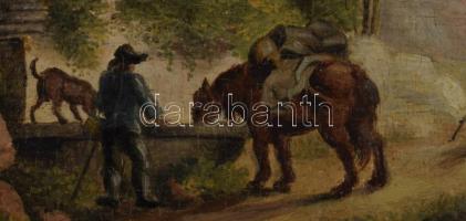 Jelzés nélkül, 1900 körül: Itatás. Olaj, fa. Hátoldalán Belvárosi Aukciósház III. Művészeti aukció (...