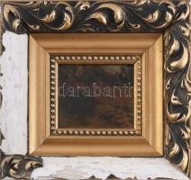 Jelzés nélkül, XX. sz. eleje: Táj. Olaj, fa. Dekoratív, sérült fakeretben. 10,5x12,5 cm