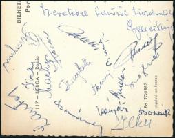 1956 Az Aranycsapat játékosai által alíárt képeslap Lisszabonnból a Postugália elleni mérkőzésről (2...