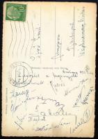 1958 Az MTK bajnok labdarúgócsapatának tagjainak autográf aláírással ellátott képeslapja Nürnberből ...