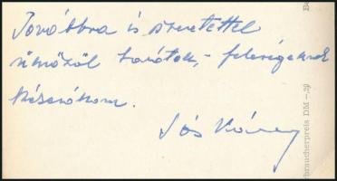 1960 Sós Károly (1909-1991) labdarúgó, edző és szövetségi kapitány autográf képeslapja Sívó Emil ren...