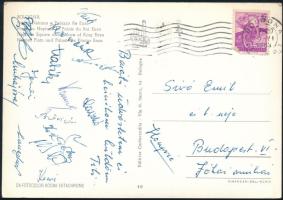 1964 MTK labdarúgó csapatának tagjainak aláírásai (Kovalik, Keszei, Bödör, Jenei, Vasas, Laczkó..stb.) Bolognából Sívó Emil rendezőnek   Autograph signatures of the MTK Hungarian football team.