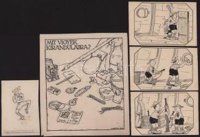 ca 1930-1940 10db cserkész grafika, nagyrészt egyedi rajz, több hátulján nyomda jelekkel, ami azt je...