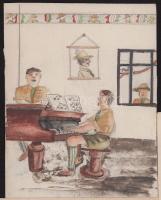 ca 1930-1940 4 db cserkész grafika, egyedi rajz, több hátulján nyomda jelekkel, ami azt jelzi, hogy ...