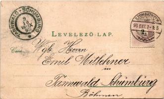1898 Szombathely, látkép, Székesegyház, Széll Kálmán utca, zsinagóga. Apfel Art Nouveau, floral, lit...
