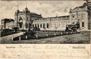 1905 Szombathely, vasútállomás, pályaudvar. Divald Károly kiadása (EB)