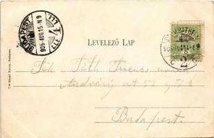 1905 Szombathely, vasútállomás, pályaudvar. Divald Károly kiadása (EB)