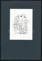 Reich Károly (1922-1988): Álmodozó. Klisé, papír, jelzett a klisén, 11×8 cm