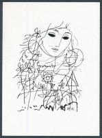 Reich Károly (1922-1988): Álmodozó. Klisé, papír, jelzett a klisén, 11×8 cm