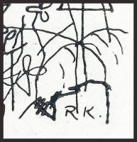 Reich Károly (1922-1988): Álmodozó. Klisé, papír, jelzett a klisén, 11×8 cm