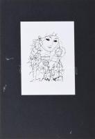 Reich Károly (1922-1988): Álmodozó. Klisé, papír, jelzett a klisén, 11×8 cm