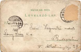 1898 Szombathely, Vármegyeháza, Székesegyház, Fő tér, szőlős hölgy. Druck Regel &amp; Krug Art N...