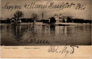 1905 Szob, részlet a Dunáról. Hegedüs Lajos kiadása. A képeslap címzettje Ábránfalvi Ugron Sarolta (1883 - 1957) (EK)