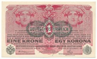1916. 1K zöld "DEUTSCHÖSTERREICH" felülbélyegzéssel "1665 463699" T:AU Hungary 1916. 1 Krone with green "DEUTSCHÖSTERREICH" overprint, "1665 463699" C:AU Adamo K3B