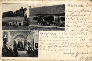 1905 Vál, Vaál (Fejér), Önkénes tűzoltó szertár és torony, templom belső, villa, kúria. Rónay Manó kiadása (fa)