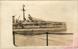 Az Osztrák-Magyar Haditengerészet hadihajója, matrózok a fedélzeten / WWI Austro-Hungarian Navy, K.u.K. Kriegsmarine battleship, mariners on board. photo (fl)