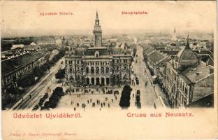 1901 Újvidék, Novi Sad; Fő tér, városháza. Singer József udvari fényképész kiadása / main square, town hall (Rb)