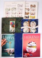 7 db Herendi porcelánokkal foglakozó mintakönyv, dekor könyv, formakönyv, történet, stb, mintalapokkal a klf dekorokhoz kb 20 db mintalap.