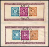 Németország Allierte Besetzung 1945 Segély blokkpár Mi 12 A + B fogazott és vágott, elsőnapi alkalmi...