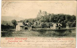 1900 Szomolány, Smolenice; vár. Back Gábor kiadása / hrad / castle (gyűrődések / creases)