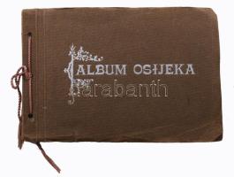 cca 1910 Album Osijeka. Eszéki képeket (képeslapokat) tartalmazó füzet. 9 db beragasztott lap zsinórfűzött füzetben   cca 1910 Album Osijeka. Booklet containing pictures (postcards) from Osijek. 9 glued pages in a cord-bound booklet.