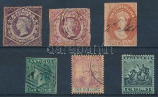 Angol gyarmatok kis tétel vegyes minőségben, jó katalógus érték!