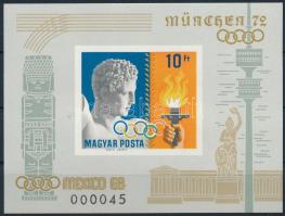 1969 Olimpiai érmesek - Mexikó vágott blokk (halvány csíkok a gumiban / stripes in gum)