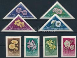 1958 Virág III. vágott sor (18.000) (20f, 30f, 2,50Ft, 3Ft betapadásnyomok, rozsda / gum disturbances, stain)