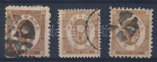 Japán 1876-1877 5 sen különböző fogazással és papírral Mi 44 garancia nélkül (Mi EUR min.135.-) / no guarantee