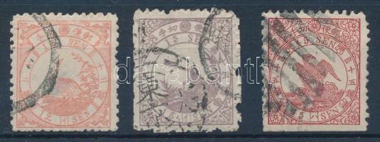 Japán 1875 Mi 25-27 garancia nélkül (Mi EUR min.820.-) (Mi 27 alul vágott / cut at the bottom) / no guarantee