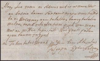ca 1790 Győri István levele patrónusának, Ilosvay Péternek, hogy megpróbált eljárni érdekében a verh...