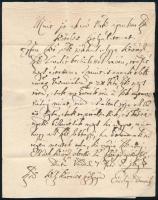 1698. feb 7. Várad Nagyvárad (Oradea, Románia), Eördög Dániel levele Ilosvay Györgynek, amelyben Ilosvay jobbágyainak letelepedéséről írt.  Töredékes gyűrűspecsét, rossz állapotban, magyar nyelvű irat.