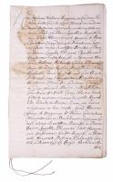 1671. máj. 24. Lelesz Felvidék (Leles, Szlovákia) Waskovics István, leleszi prépost jelentése (relatio) I. Lipótnak, és gyimesi Forgách Ádámnak. A dokumentum többszörösen befoglalt irat, így olvasható benne a leleszi konventnek küldött parancslevél is. A parancslevél alapján a konvent embereinek és királyi küldöttnek tanúvallatást kellett tartaniuk Kende Márton ügyében, hogy részese volt-e a Wesselényi-féle összeesküvésnek. Ezt követi a magyar nyelven íródott tanúvallatási jegyzőkönyv. Eredeti, pecséttel ellátott irat, a pecsét lepergett. 16 beírt oldal.   1671. May. 24. Lelesz (Leles, Slovakia) István Waskovics, provost of Lelesz, report (relatio) to Lipót I., and Ádám Forgách of Gyimes. The document is a multiple-part document, so the warrant sent to the Lelesz convent can also be read in it. Based on the warrant, the men of the convent and the royal envoy had to give testimony in the case of Márton Kende, to see if he was a part of the Wesselényi conspiracy. This is followed by the testimony record written in Hungarian. Original, sealed document, the seal has been removed. 16 written pages