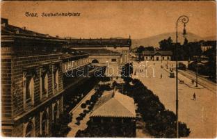 1922 Graz (Steiermark), Südbahnhofplatz / railway station, tram (EK)