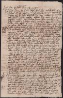 1622. szept. 14. A Bereg vármegyében található Kisguton (ma Gút, Ukrajna) lakó Guthi Ferenc otthonának, földjeinek, rétjeinek feljegyzése, illetve azok határainak megállapítása halála esetére. Magyar nyelvű irat, három beírt oldal, hajtások mentén szakadozott.