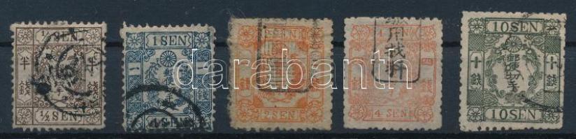 Japán 1872 Mi 9-13 garancia nélkül (Mi EUR min.535.-) (kisebb foghibás / small perf. faults) / no guarantee