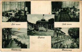 1932 Budapest XII. Farkasvölgy, Ördögorom csárda, bejárat, felső és alsó terasz, bal és jobb terem belső (ragasztónyom / glue mark)