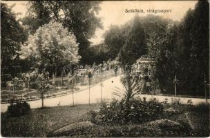 Budapest II. Hűvösvölgyi Park Pensió Részvénytársaság, szökőkút, virágcsoport, hátoldalon reklám. Hidegkúti út 74-76. (fl)