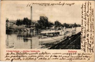 1909 Budapest III. Óbuda, SMS Szamos monitor Budapesten az óbudai hajógyárban. Dunai Flottilla. Divald Károly 133. / K.u.K. Kriegsmarine Donauflottille / Hungarian Danube Fleet river guard ship in the ship factory in Óbuda (fl)