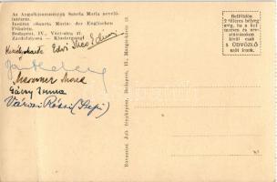 Budapest V. Az Angolkisasszonyok Sancta Maria nevelőintézete, zárdafolyosó, belső, hátoldalán aláírá...