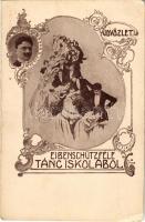 Budapest V. Eibenschütz Béla tánctan intézete, tánciskola reklámja. Arany János utca 34. / Hungarian dance school advertisement (EB)