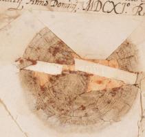 1611 II. Mátyás magyar király (1557-1619) oklevele, melyben királyi kegyelemben részesíti Syttkey (S...