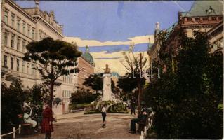 1910 Budapest VI. Liszt Ferenc tér, Irányi emlékszobor, konzervatórium (EB)