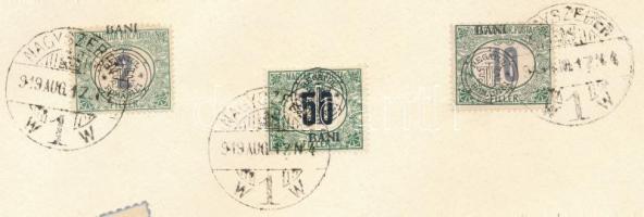 Kolozsvár 1919 Ajánlott nagyszebeni helyi levél Portó 2f, 10f, 50f bélyegekkel bérmentesítve. Certif...