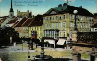 1914 Pozsony, Pressburg, Bratislava; Kossuth Lajos tér, vár, Dr. Bugel fogorvos rendelője / square, castle, dentist (EB)